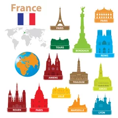 Crédence de cuisine en verre imprimé Doodle Ville de symboles vers la France