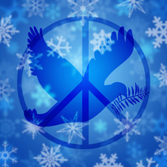 Peace Dove Symbol and Snowflakes
