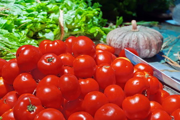 Group of tomatoes in rural kitchen