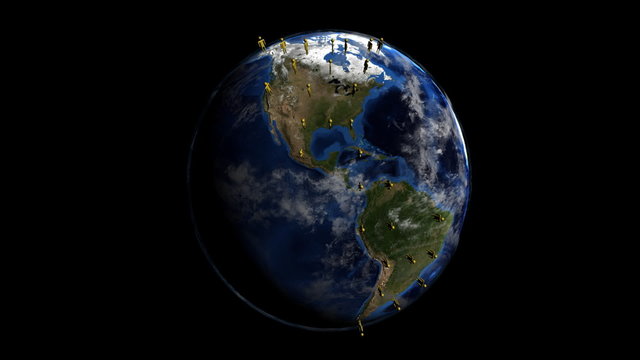 Americas on globe with increasing population animation