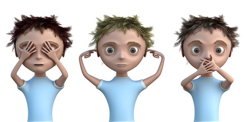 Hear, see and speak no evil isolated