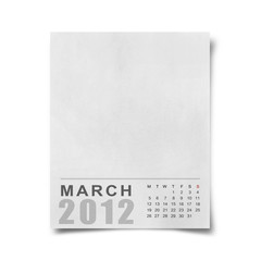 Calendar 2012 on blank Note Paper Background