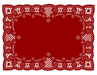 Lace Doily Place Mat, Red