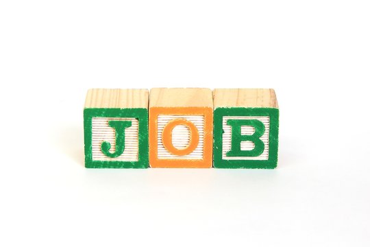 The word job in alphabet blocks