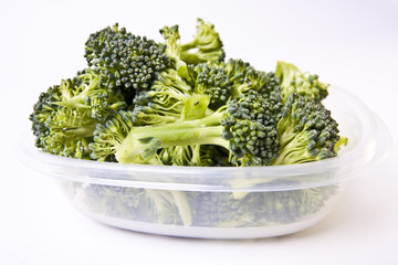 Broccoli in a Plastic Storage Container