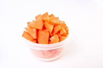 Chopped Carrots in Plastic Container