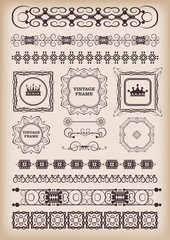Design elements isolated on old fashioned background, Royal style, vintage, retro, vector