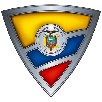 Steel shield with flag Ecuador