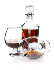cognac in goblet and decanter