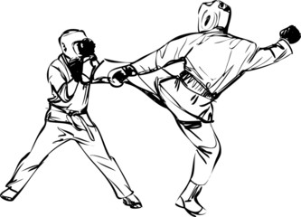 Fototapeta na wymiar Karate Kyokushinkai szkic sztuki walki i sporty bojowe