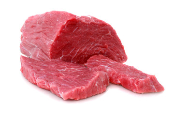 Cut of  beef steak on white. Isolated.