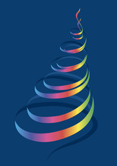 New year's Radiant Christmas tree in a modern style.Postcard.