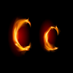 Fiery font. Letter C