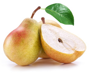 Pears on a white