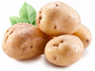 Potatoes on a white