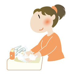 手を洗う女性