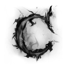 Black smoke letter on white background