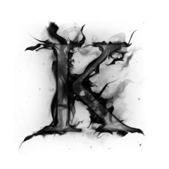 Black smoke letter on white background