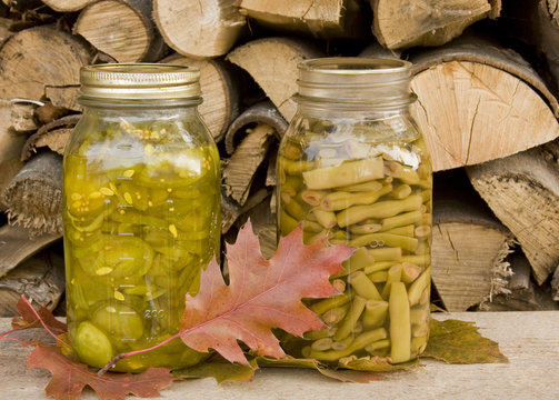 canned beans and pickles