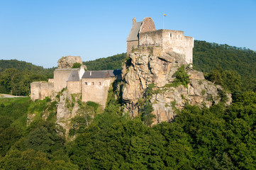 Fototapeta premium Wachau. Luftaufnahme von der Burgruine Aggstein.