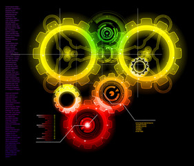 Glowing Techno Gears bright vector