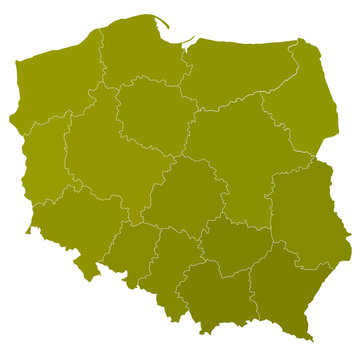 Fototapeta Vector Map Of Poland With Division Of The Voivodships