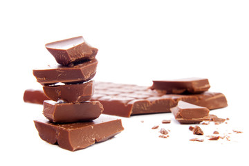 trozos de apetitoso y dulce chocolate