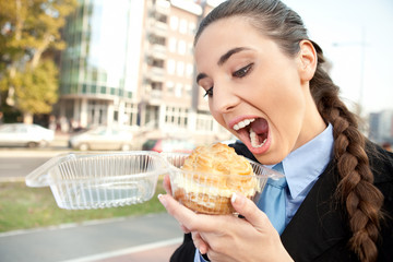 hungry  businesswoman