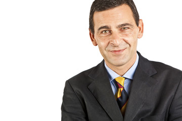 Portrait of confident businessman over white background