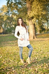 posing in autumn park