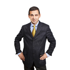 Portrait of confident businessman over white background