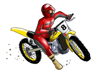 Poster Im Rahmen Illustration eines Mannes auf Motocross, inklusive Spurverfolgung © rudall30