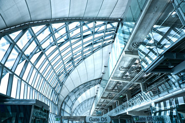 unusual geometric ceiling of office building