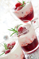 Cranberry dessert with cream