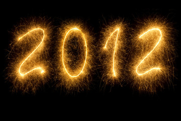 2012 written in sparkling letters on black background