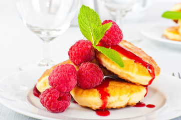 Pancakes with raspberry