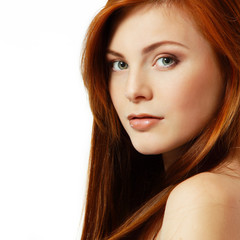 Fototapeta premium teenager girl beautiful red hair cheerful enjoying