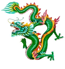 Foto auf Acrylglas Asien Green dragon isolated on white background with clipping path
