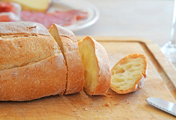 Fresh sliced Italian bread , shallow depth of field