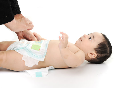 Naked cute baby isolated on white background