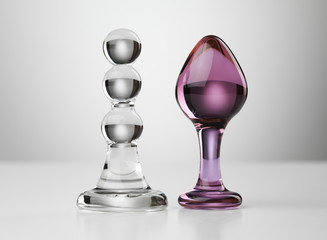 Two glass butt plugs