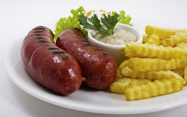 Grilled sausages