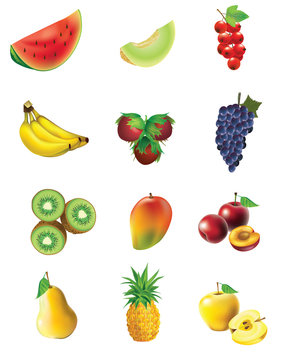 Set of  fruits and vegetables