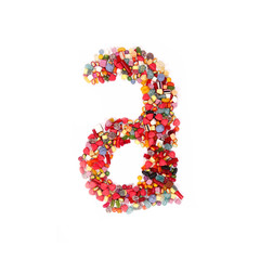 Candy letter on white background