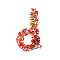 Candy letter on white background