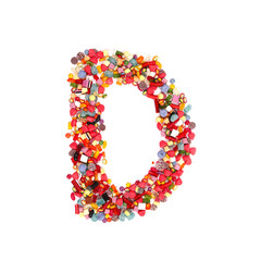 Candy letter on white background