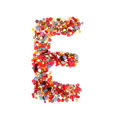 Candy letter on white background