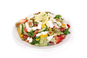 Fresh oriental salad on white background
