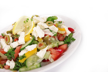 Fresh oriental salad on white background