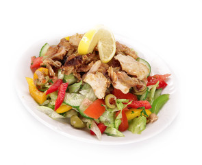 Fresh oriental salad on white background